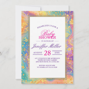 Moderne abstrakte Glitter-Blumen-Monogramm-Design  Einladung
