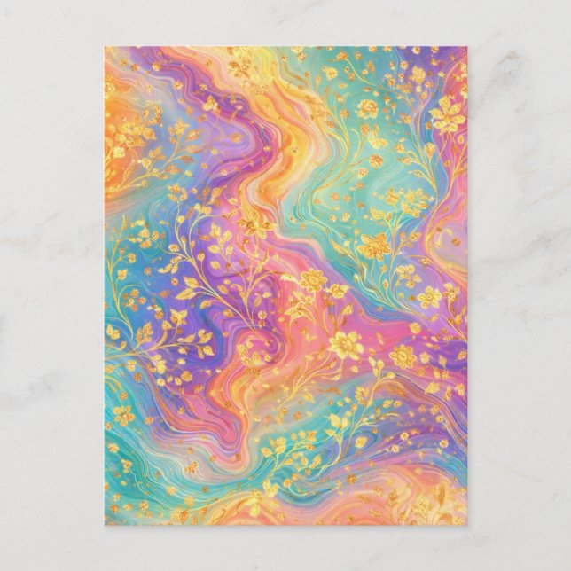 Moderne abstrakte Glitter-Blumen-Monogramm-Design  Postkarte (Vorderseite)