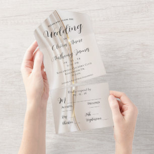 Moderne Abstrakte Gold Hochzeit All In One Einladung