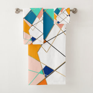 Moderne Abstrakte goldengeometrische Stroke Badhandtuch Set