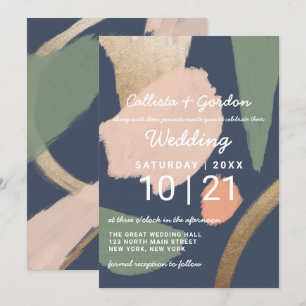 Moderne Abstrakte Goldmedaillenhochzeit Einladung