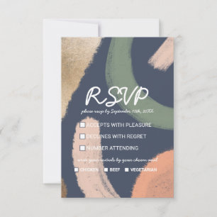 Moderne Abstrakte Goldmedaillenhochzeit RSVP Karte