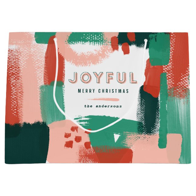 Moderne abstrakte Grafik Rot, Rosa + Grün fröhlich Große Geschenktüte (Vorderseite)