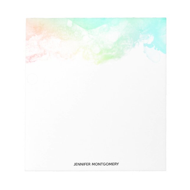Moderne Abstrakte Green & Blue Watercolor-Wirbel Notizblock (Vorderseite)