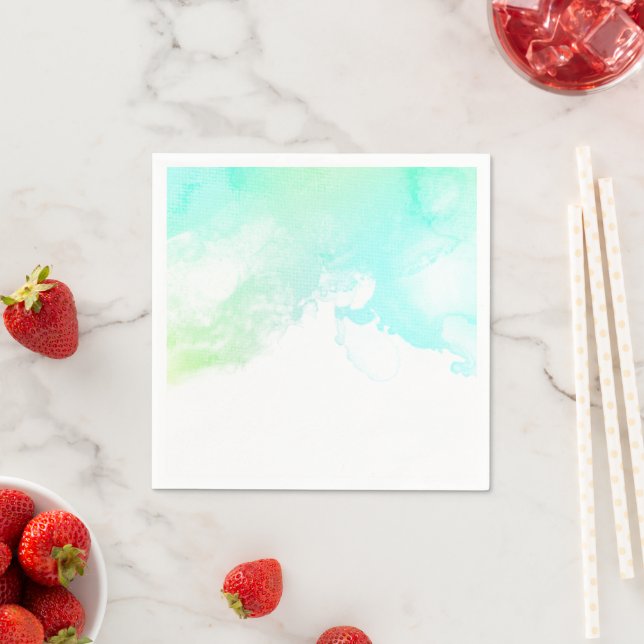 Moderne Abstrakte Green & Blue Watercolor-Wirbel Serviette (Beispiel)