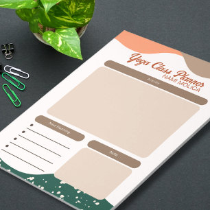 Moderne Abstrakte Green Terra Cotta Yoga Class Notizblock