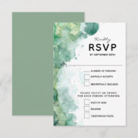 Moderne Abstrakte Green Watercolor Wedding RSVP Ca