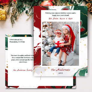 Moderne abstrakte grüne/rotes Weihnachtsfoto Feiertagspostkarte