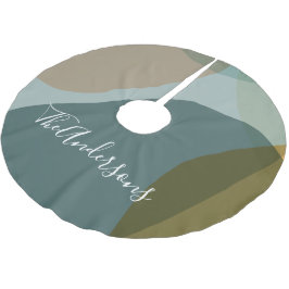 Moderne Abstrakte grüne Taupe Personalisiert Polyester Weihnachtsbaumdecke