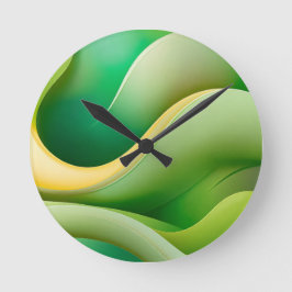 Moderne abstrakte grüne Wellenwanduhr Runde Wanduhr