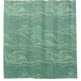 Moderne Abstrakte grüne Wirbel Marmormuster Duschvorhang