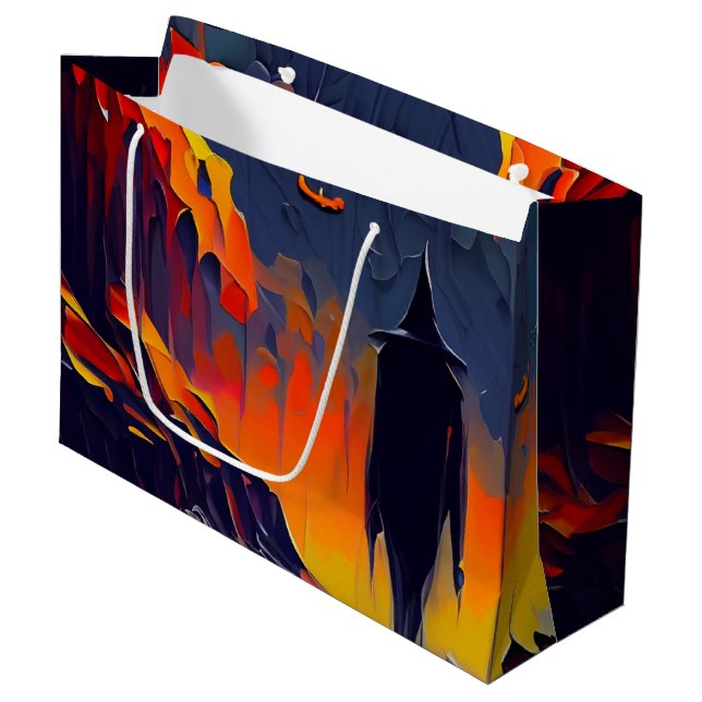 Moderne Abstrakte Halloween-Nacht Große Geschenktüte (Vorderseite Schrägansicht)