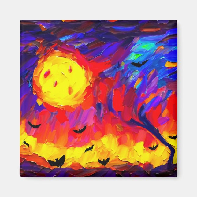 Moderne Abstrakte Halloween-Nacht Magnet (Vorne)