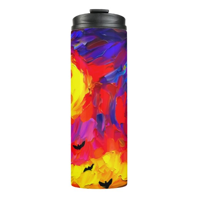 Moderne Abstrakte Halloween-Nacht Thermosbecher (Vorderseite)