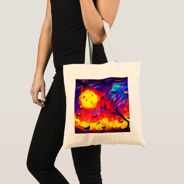 Moderne Abstrakte Halloween-Nacht Tragetasche (Vorderseite (Produkt))