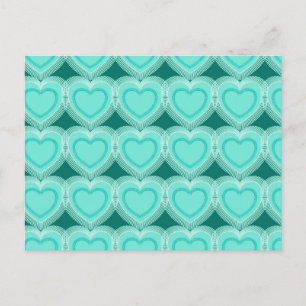 Moderne Abstrakte Herzen - Aqua und Türkis Postkarte