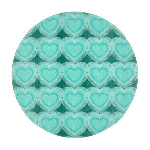 Moderne Abstrakte Herzen - Aqua und Türkis Schneidebrett
