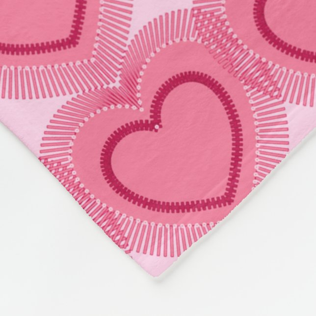 Moderne Abstrakte Herzen - Azalea Pink Fleecedecke (Ecke)