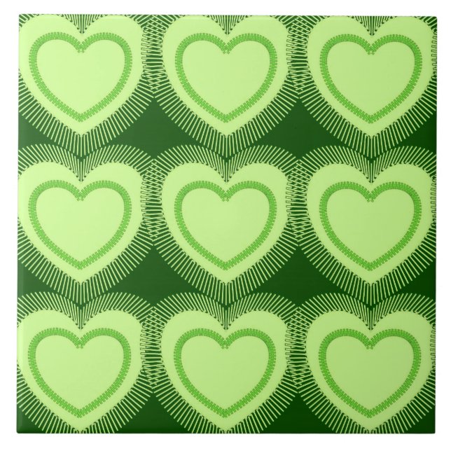 Moderne Abstrakte Herzen - Limettengrün Fliese (Vorderseite)