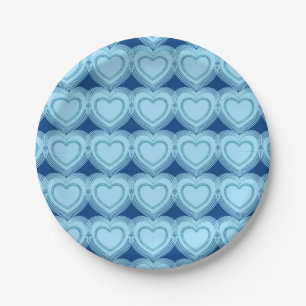 Moderne Abstrakte Herzen - Sky Blue und Cobalt Pappteller