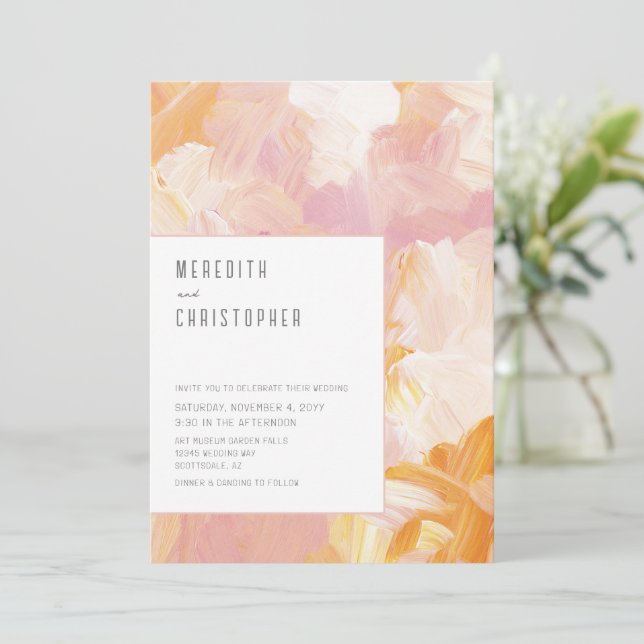 Moderne Abstrakte Hochzeit Einladung (Stehend Vorderseite)