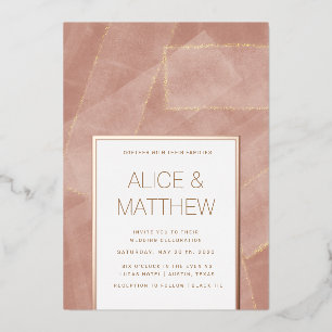 moderne abstrakte Hochzeit in Blush-Gold Folieneinladung