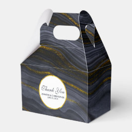 Moderne Abstrakte Hochzeit mit Black & Gold Agate Geschenkschachtel