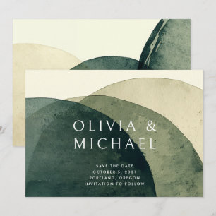 Moderne Abstrakte Hochzeit mit Olivenöl Save The Date