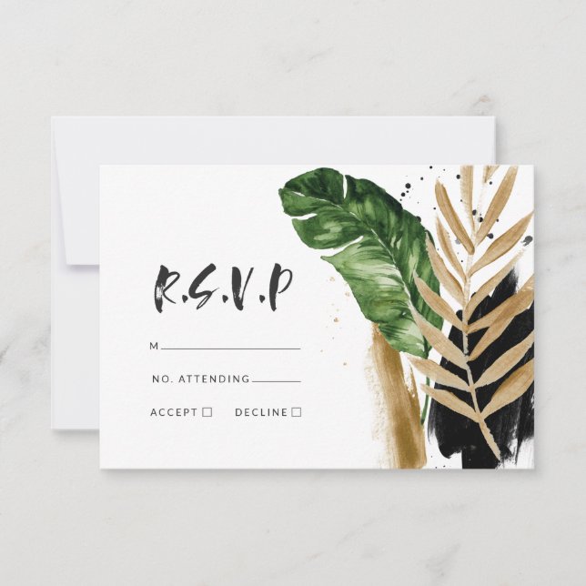 Moderne, abstrakte Hochzeit RSVP Karte (Vorderseite)