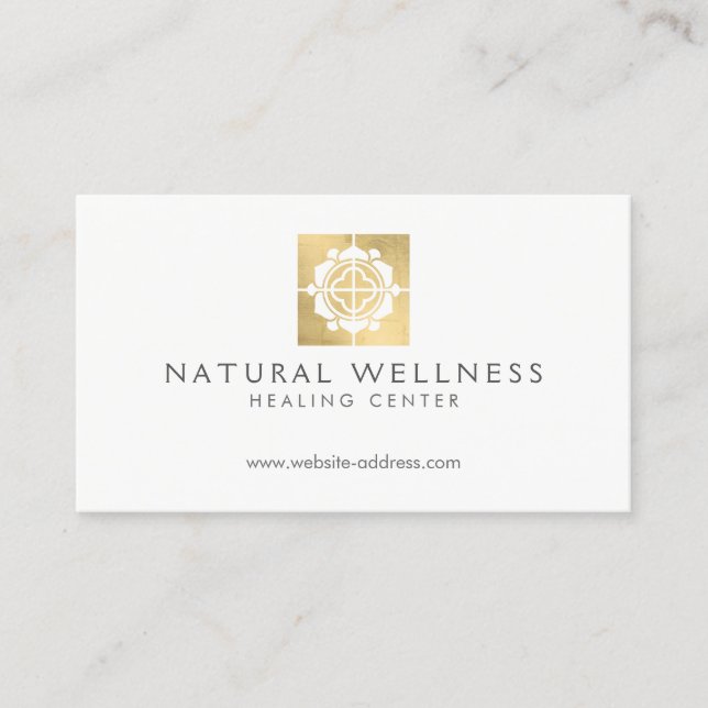 Moderne Abstrakte Imitate Gold Floral Logo Wellnes Visitenkarte (Vorderseite)