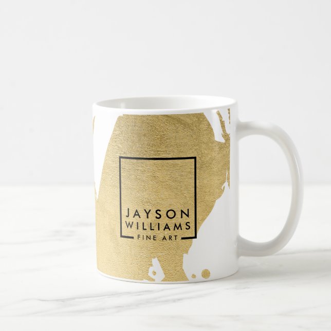Moderne Abstrakte Imitate Gold Pinselstriche Coff Kaffeetasse (Rechts)
