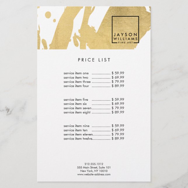 Moderne Abstrakte Imitate Gold Pinselstriche Flye Flyer (Vorne)