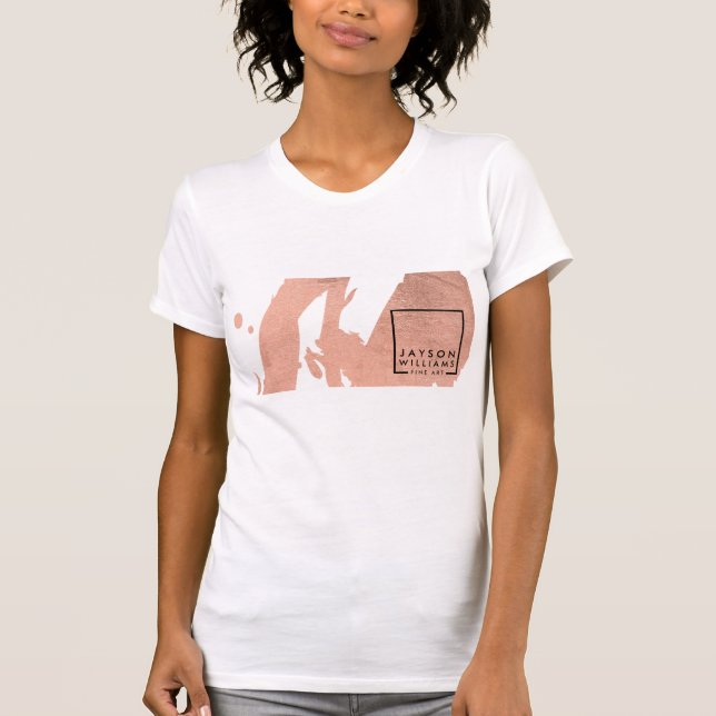 Moderne Abstrakte Imitate Rose Gold Pinselstriche T-Shirt (Vorderseite)