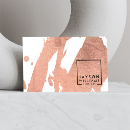 Moderne Abstrakte Imitate Rose Gold Pinselstriche Visitenkarte