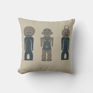 Moderne abstrakte indigene Silhouette und Gesichts Kissen
