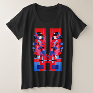 Moderne abstrakte japanische Mädchen – geometrisch Große Größe T-Shirt