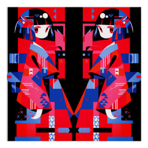 Moderne abstrakte japanische Mädchen – geometrisch Poster