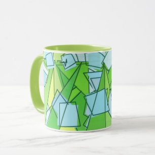 Moderne Abstrakte, kalkgrüne und gelbe Jahrhundert Tasse