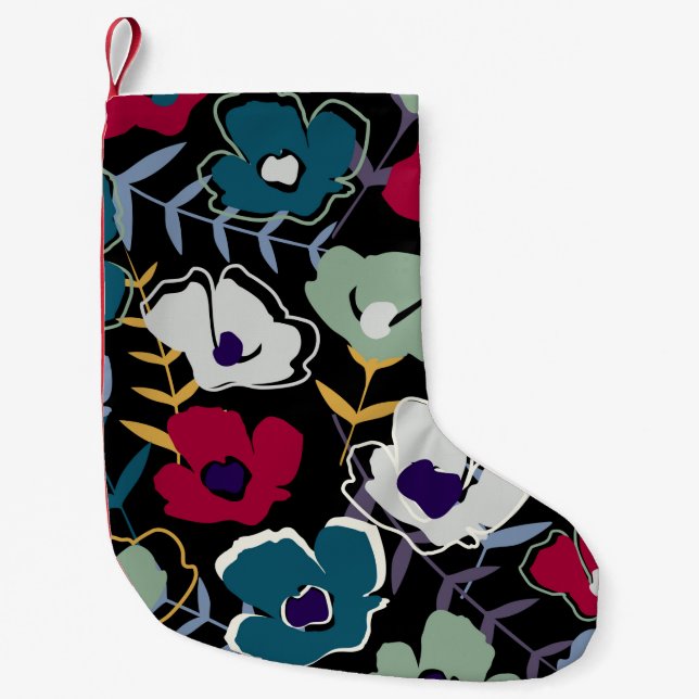 Moderne abstrakte kleine Blume und Blätter e Kleiner Weihnachtsstrumpf (Vorderseite)
