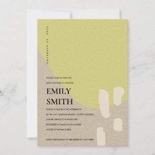 MODERNE ABSTRAKTE KRAFT GREEN BABY SHOWITE EINLADE DANKESKARTE