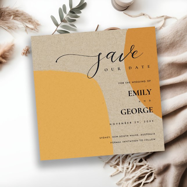 MODERNE ABSTRAKTE KRAFT ORANGE SAVE THE DATE KARTE (Von Creator hochgeladen)