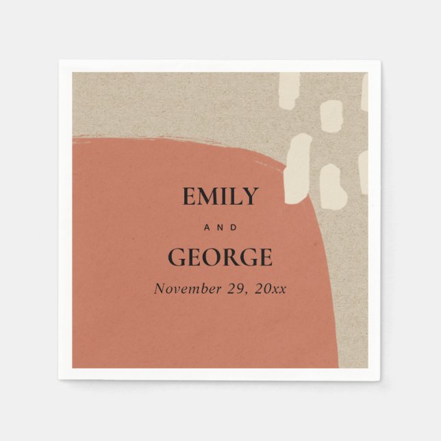 MODERNE ABSTRAKTE KRAFT TERRACOTTA ROTE WEDD SERVIETTE (Vorderseite)