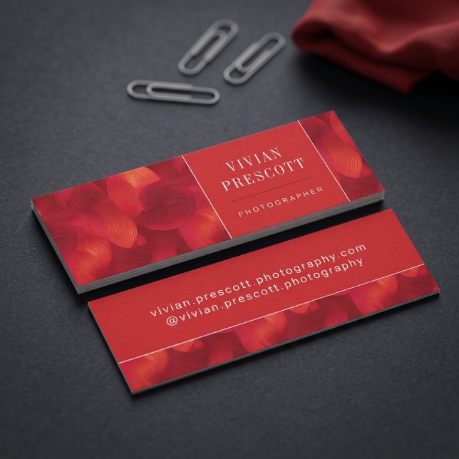 Moderne abstrakte Kreis-Muster-Design Mini Visitenkarte (Simulated business cards on table)