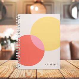 Moderne Abstrakte Kreise Rot Gelb Rosa Minimalisti Notizbuch