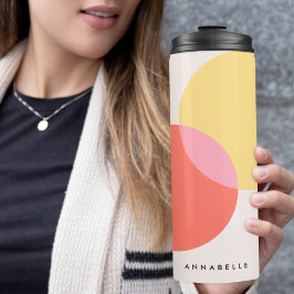 Moderne Abstrakte Kreise Rot Gelb Rosa Minimalisti Thermosbecher