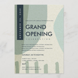 MODERNE ABSTRAKTE KUNST AQUA-BLAU GRAND-OPENING-VE EINLADUNG