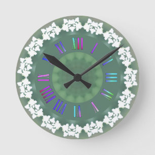 Moderne Abstrakte Kunst auf der Bühne Grün, römisc Runde Wanduhr