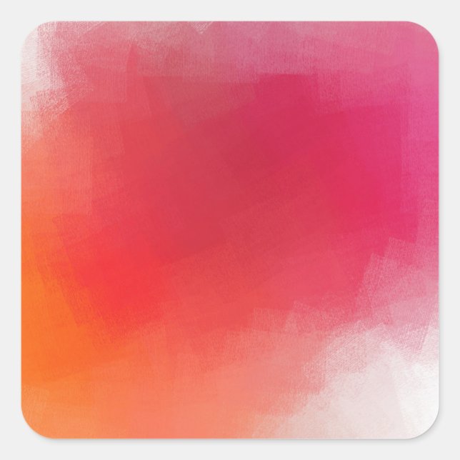 Moderne Abstrakte Kunst Custom Pink Red Orange Quadratischer Aufkleber (Vorderseite)