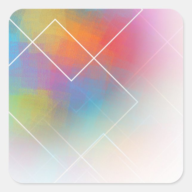 Moderne Abstrakte Kunst Custom Pink Red Orange Tre Quadratischer Aufkleber (Vorderseite)