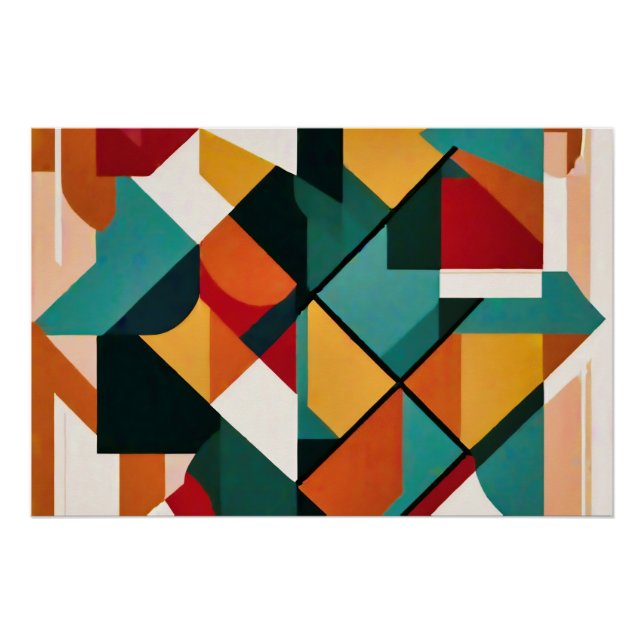 Moderne Abstrakte Kunst Elegante Geometrie Poster (Vorderseite)